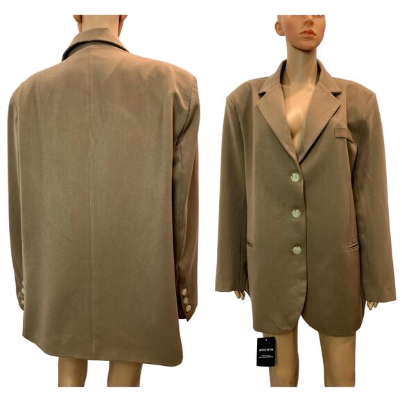 NWT Storets "Joan" Padded Oversize Jacket Blazer | Beige | S/M - Picture 2 of 8